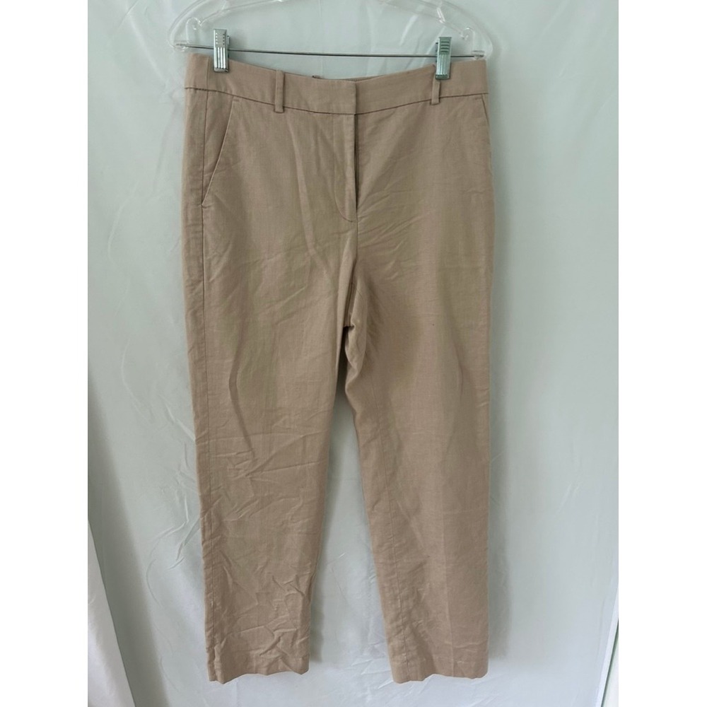 J.Crew Kallie Pant Womens 8T Tan Khaki Linen Blend High Rise Tailored Trousers